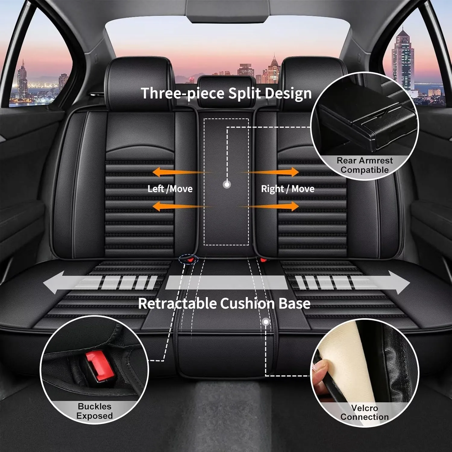 Full Set Car Seat Covers Fit for Volkswagen Taos 2022-2025 Faux Leather Seat Cover Airbag Compatible Waterproof Seat Cushion (Black)