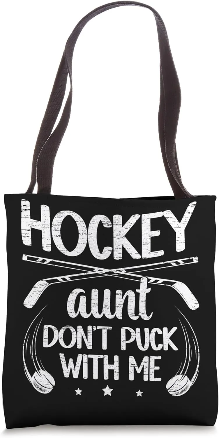 Funny Ice Hockey Aunt Of A Hockey Player Auntie Tote Bag