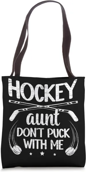 Funny Ice Hockey Aunt Of A Hockey Player Auntie Tote Bag