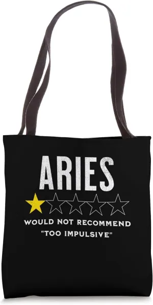 Funny star rating & Criticism of zodiac sign Aries Tote Bag