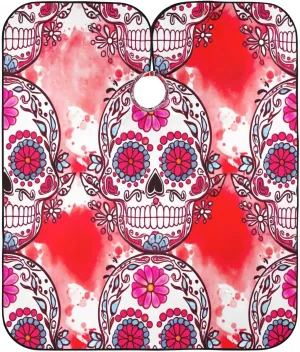 Funny Sugar Skull Floral Barber Aprons Professional Barber Hair Cutting Cape, Hair Coloring Clothes Protector 64.9 In x 55.1 In