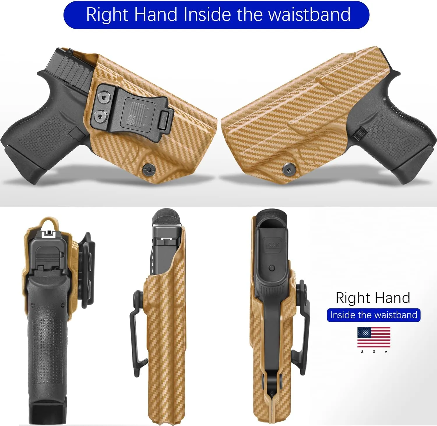 G43 Holster IWB Kydex Fit: Glock 43, 43X & 43X MOS Pistol – Inside Waistband Concealed Carry – Adjustable Cant & 'Posi-Click' Retention – No Wear - No Jitter - USA Made - Right Hand Draw