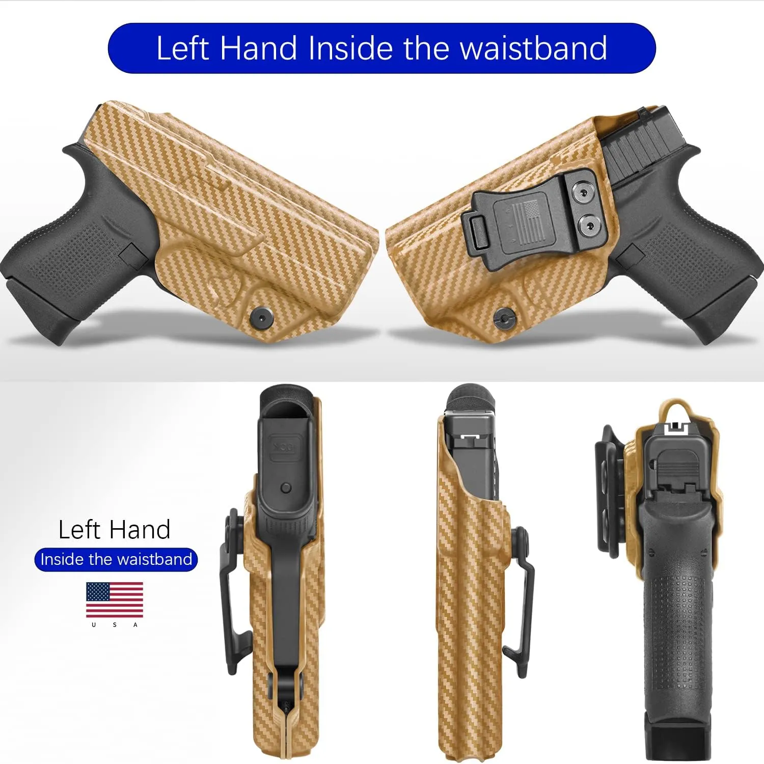 G43 Holster IWB Kydex Fit: Glock 43, 43X & 43X MOS Pistol – Inside Waistband Concealed Carry – Adjustable Cant & 'Posi-Click' Retention – No Wear - No Jitter - USA Made - Right Hand Draw