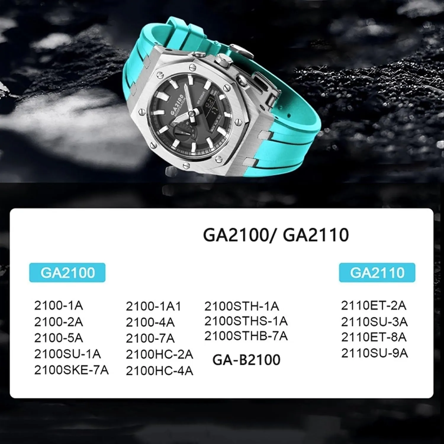 GA2100 MOD Kit For GA2100-5A Metal Watch Case Silicone Strap 316 Stainless Steel Modified Accessories Bracelet Bezel bands