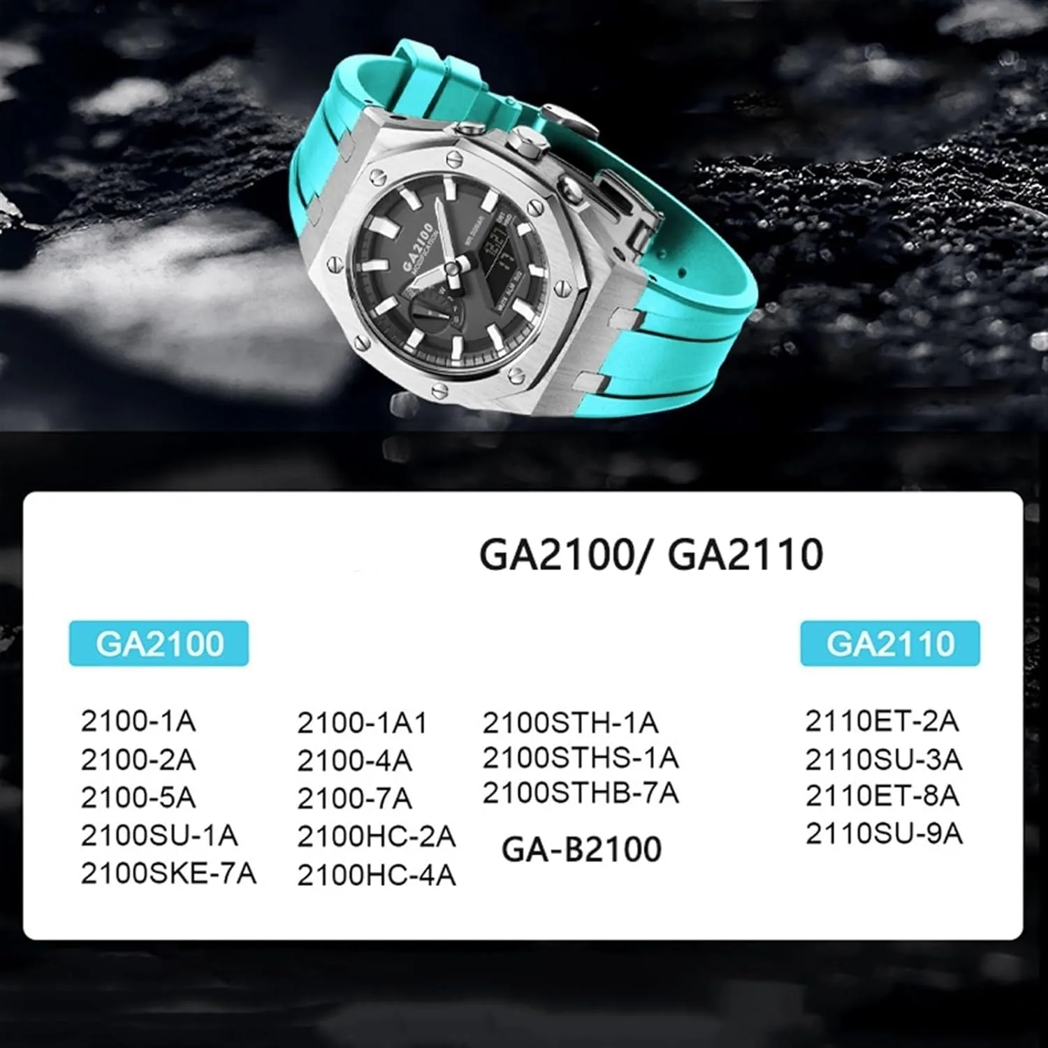 Ga2100 MOD Kit For GA2100 GA2110 Metal Watch Case Silicone Strap 316 Stainless Steel Modified Accessories Bracelet Bezel bands