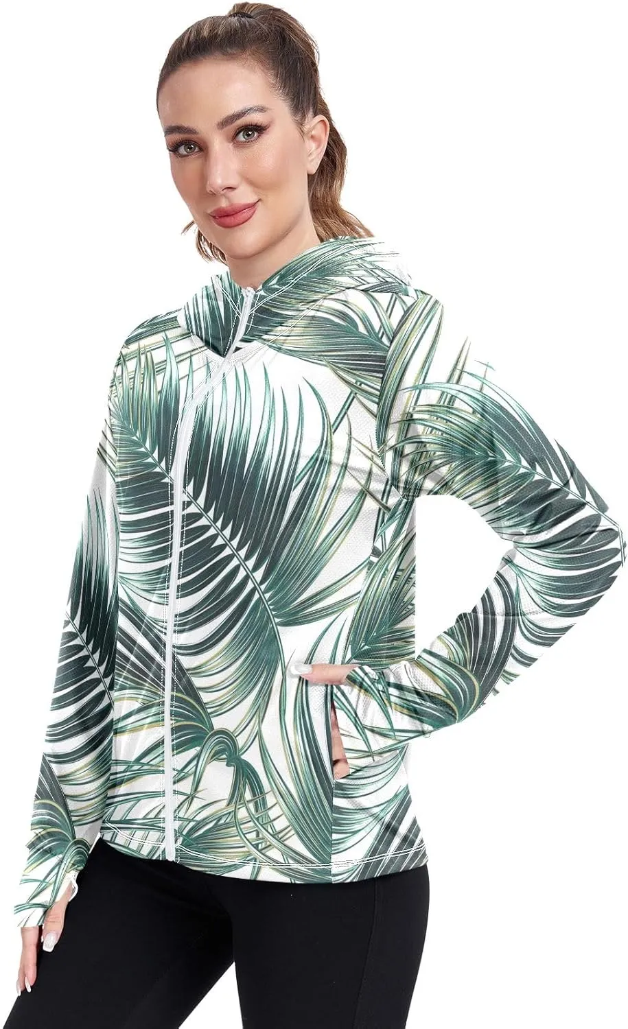 GAIGEO Abstract Colorful Palm Trees Women Jacket UPF 50  Womens Summer Jackets, Cooling and Lightweight, S