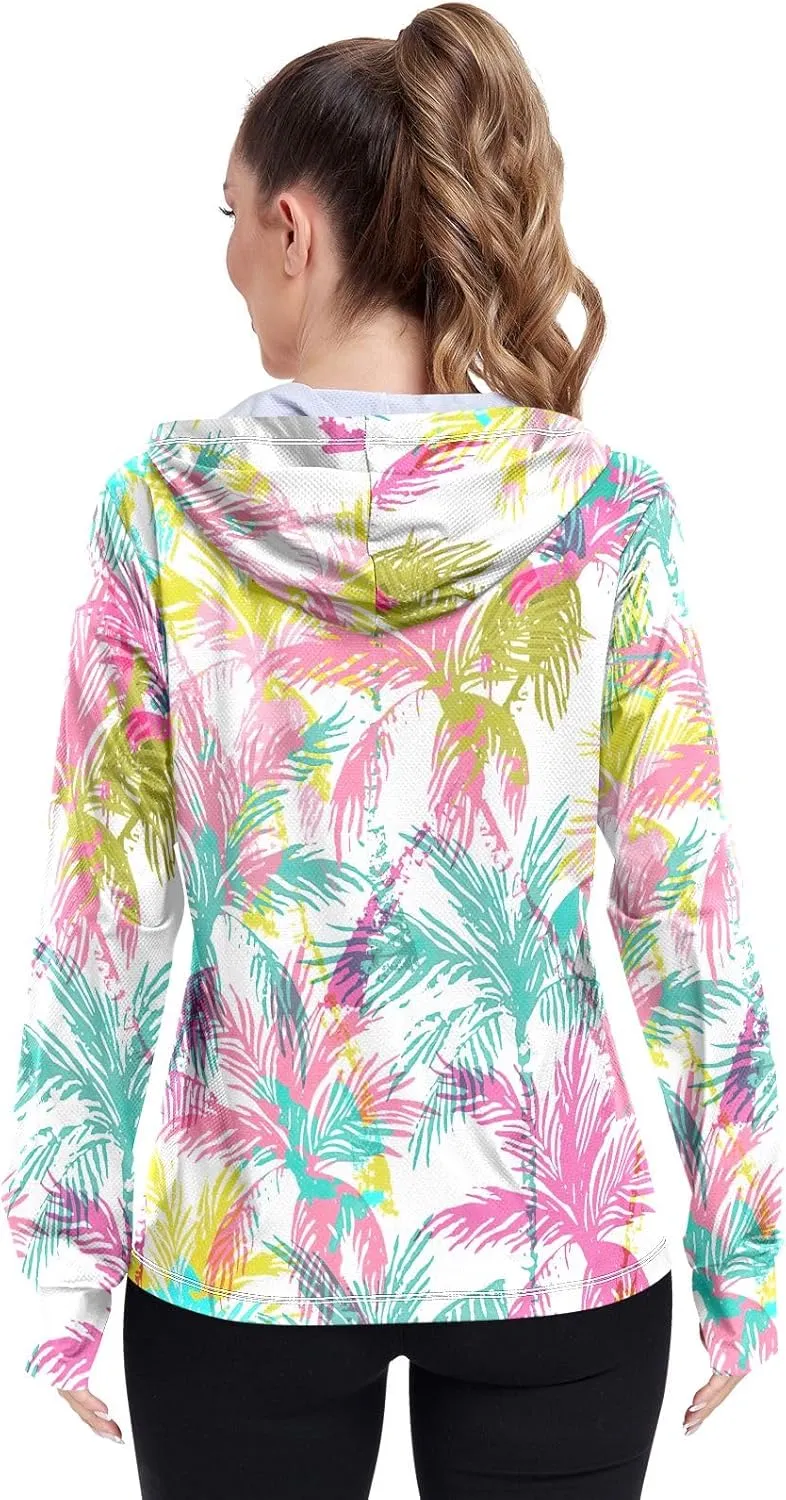 GAIGEO Abstract Colorful Palm Trees Women Jacket UPF 50  Womens Summer Jackets, Cooling and Lightweight, S