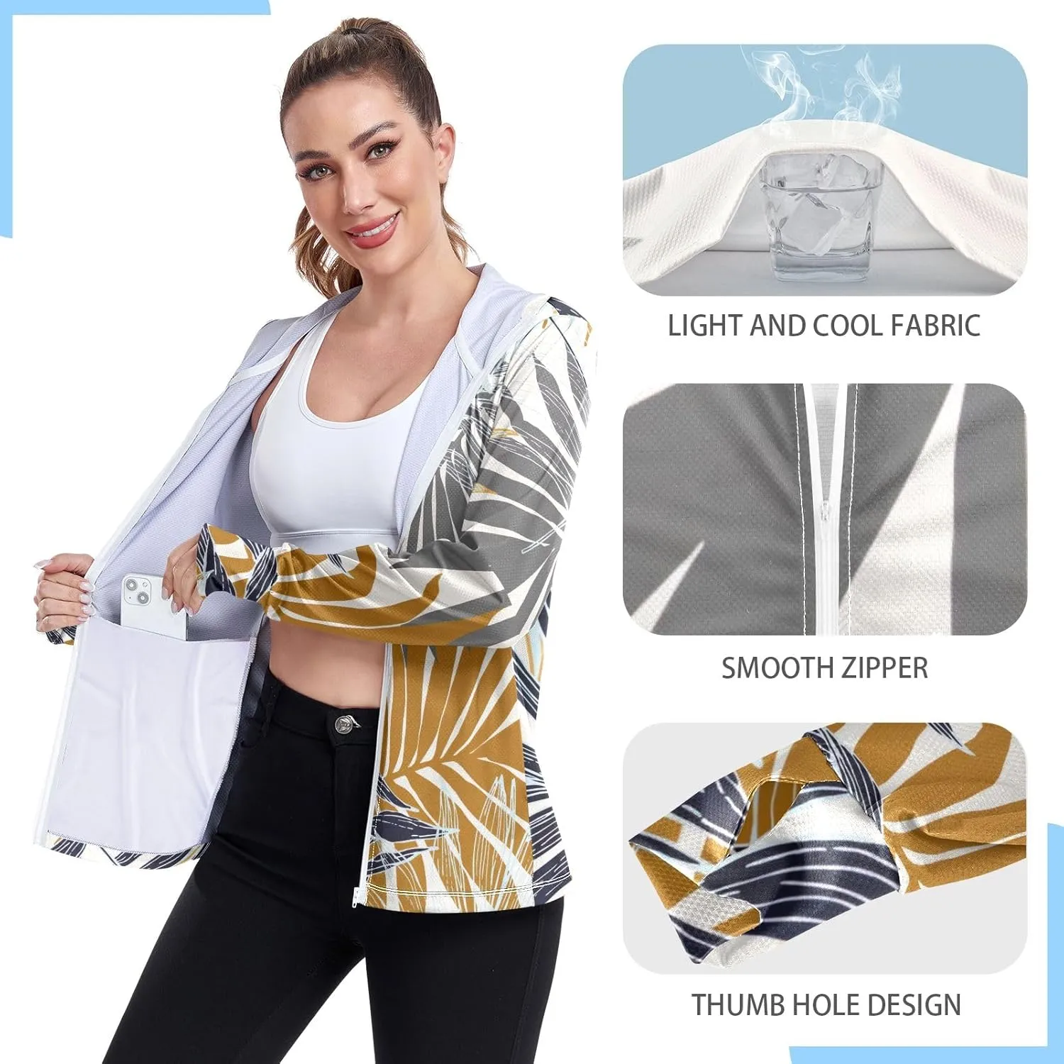 GAIGEO Abstract Colorful Palm Trees Women Jacket UPF 50  Womens Summer Jackets, Cooling and Lightweight, S