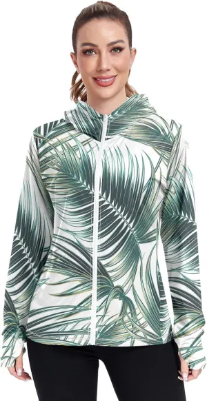 GAIGEO Abstract Colorful Palm Trees Women Jacket UPF 50  Womens Summer Jackets, Cooling and Lightweight, S