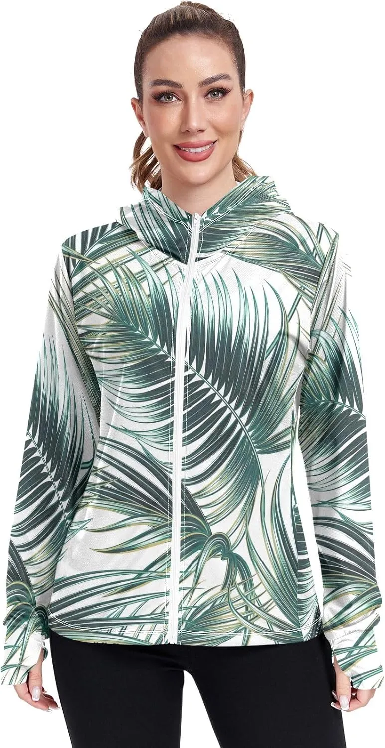 GAIGEO Abstract Colorful Palm Trees Women Jacket UPF 50  Womens Summer Jackets, Cooling and Lightweight, S