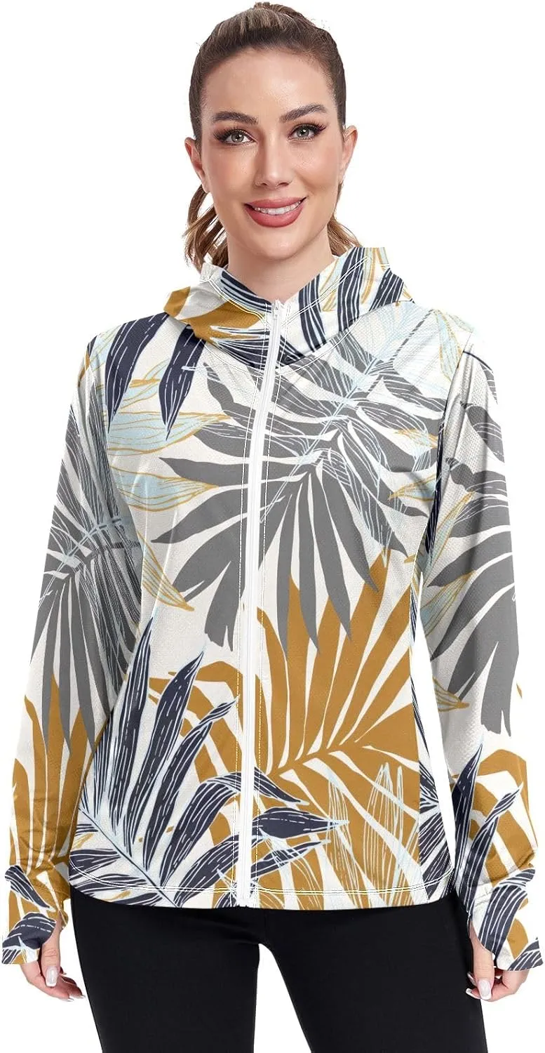 GAIGEO Abstract Colorful Palm Trees Women Jacket UPF 50  Womens Summer Jackets, Cooling and Lightweight, S