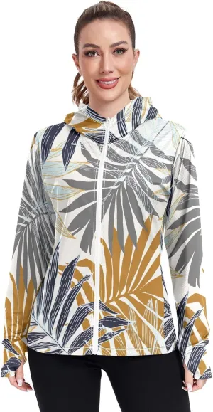 GAIGEO Abstract Colorful Palm Trees Women Jacket UPF 50  Womens Summer Jackets, Cooling and Lightweight, S