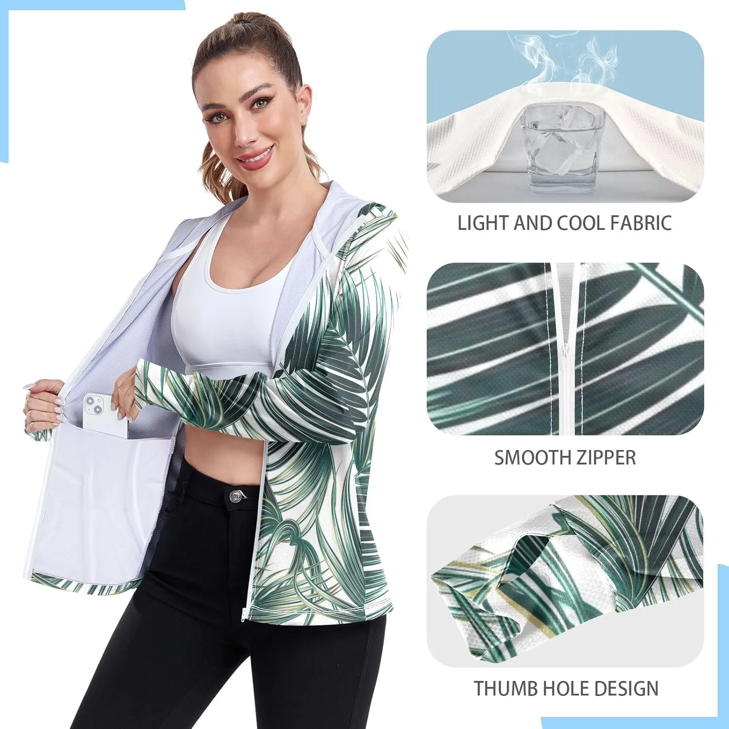 GAIGEO Abstract Colorful Palm Trees Women Jacket UPF 50  Womens Summer Jackets, Cooling and Lightweight, S