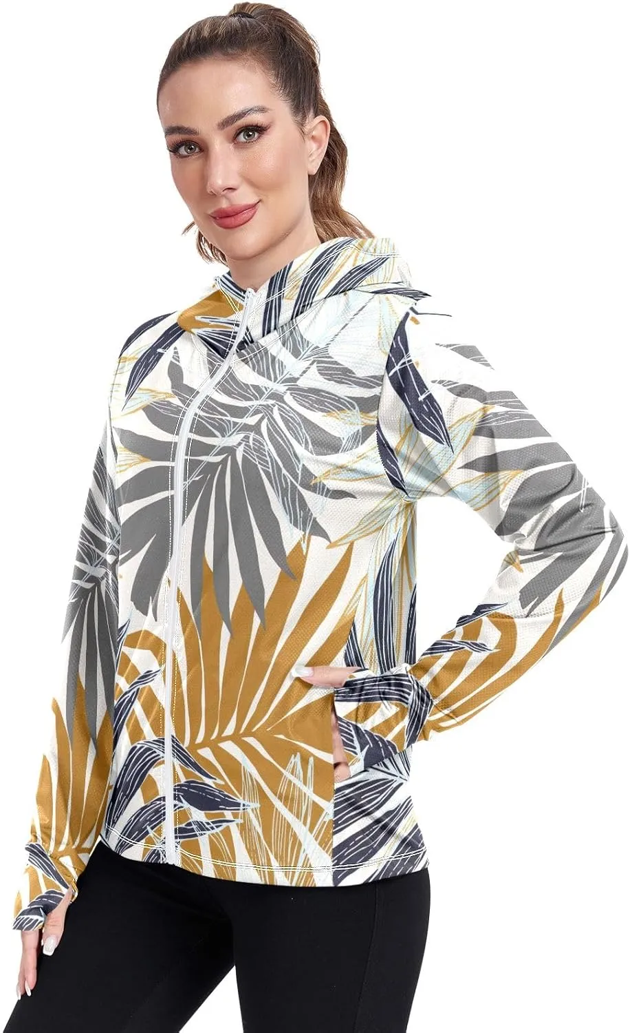 GAIGEO Abstract Colorful Palm Trees Women Jacket UPF 50  Womens Summer Jackets, Cooling and Lightweight, S