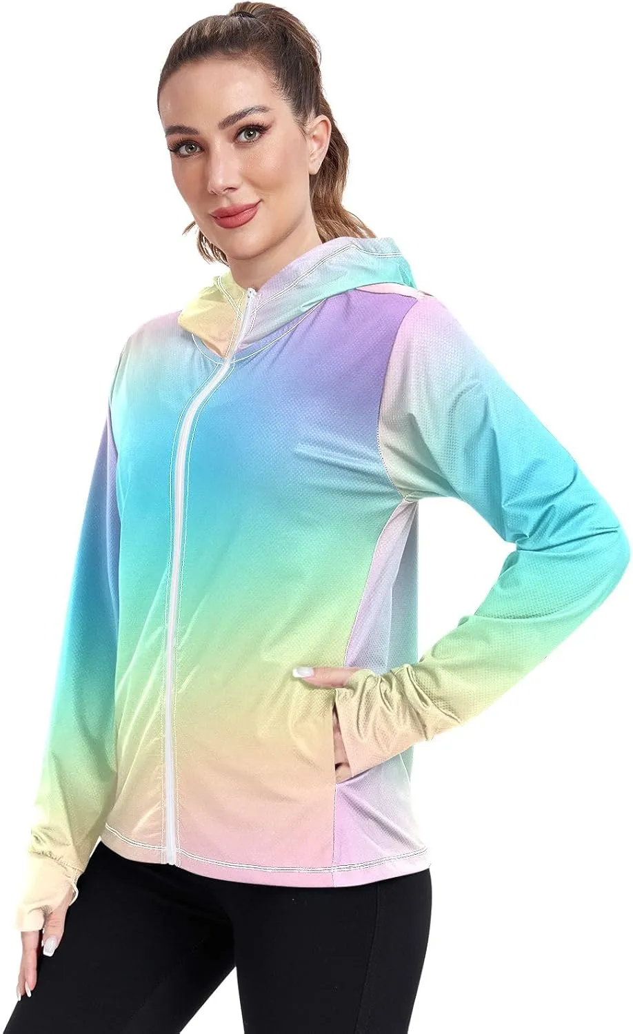 GAIGEO Black Green Women Jacket UPF 50  Womens Sun Protection Clothing, Cooling and Lightweight, S