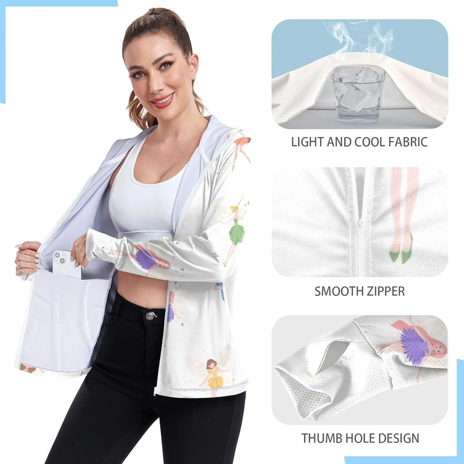 GAIGEO Colorful Pineapple Tropical Leaf Women Jacket UPF 50  Summer Jacket Women, Cooling and Lightweight, S
