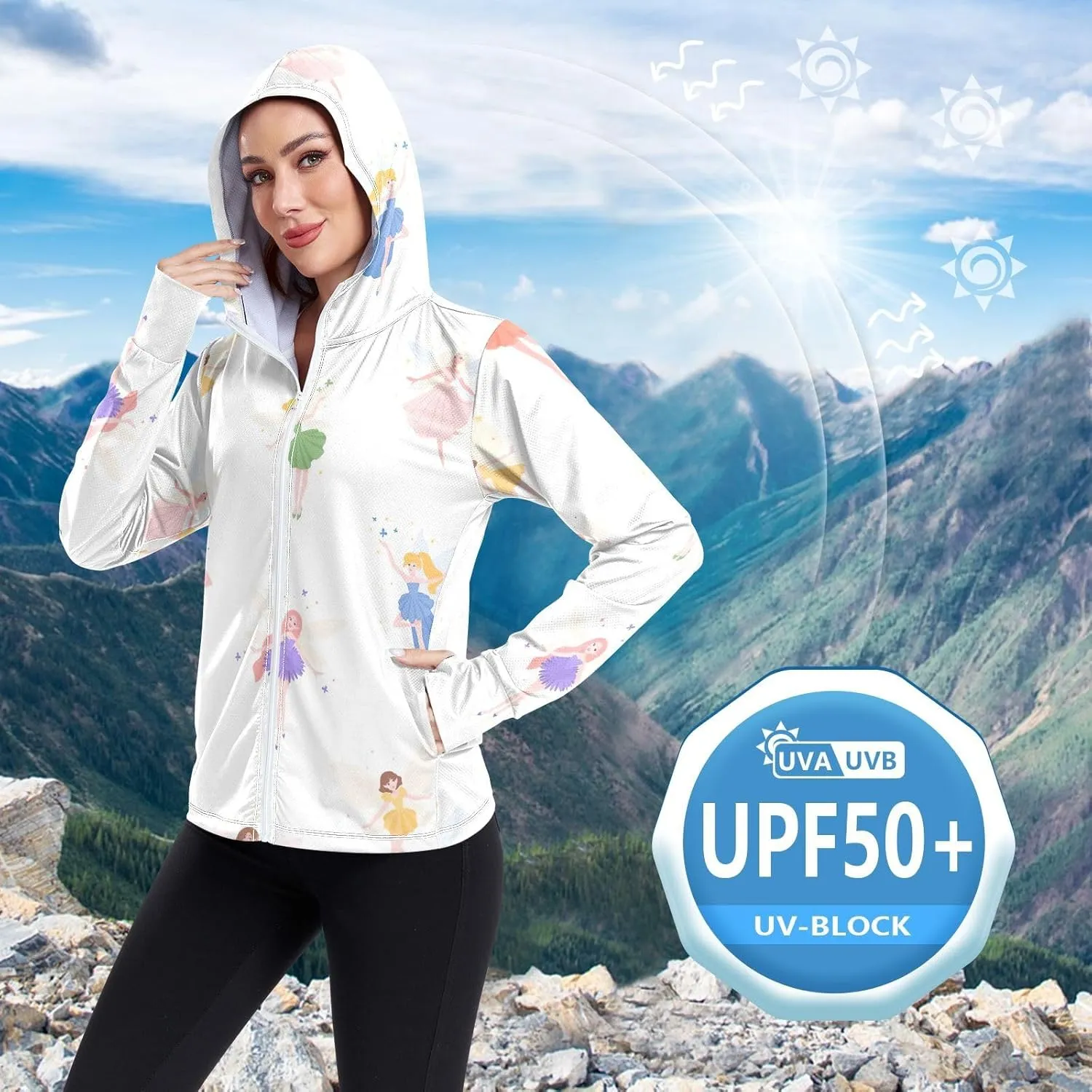 GAIGEO Colorful Pineapple Tropical Leaf Women Jacket UPF 50  Summer Jacket Women, Cooling and Lightweight, S