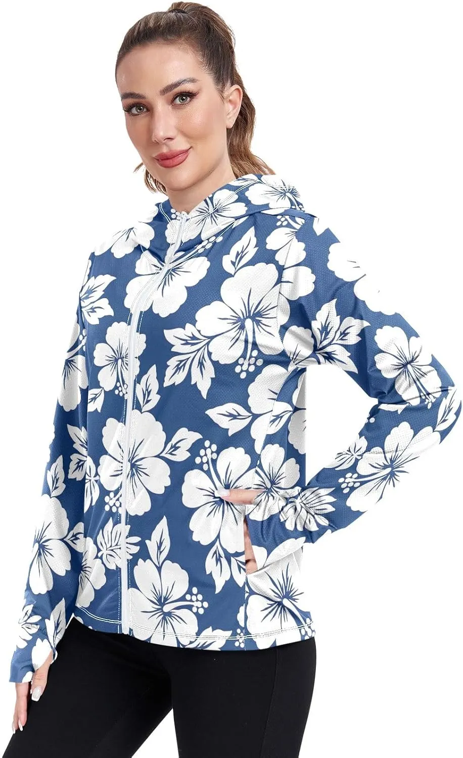 GAIGEO Exotic Leaves Collage Women Jacket Lightweight UPF 50  Upf Clothing Women with Zip Pockets, XXL