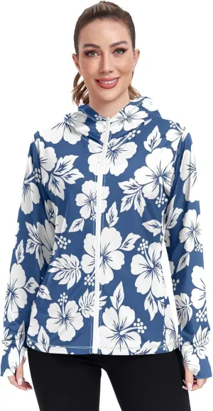 GAIGEO Exotic Leaves Collage Women Jacket Lightweight UPF 50  Upf Clothing Women with Zip Pockets, XXL