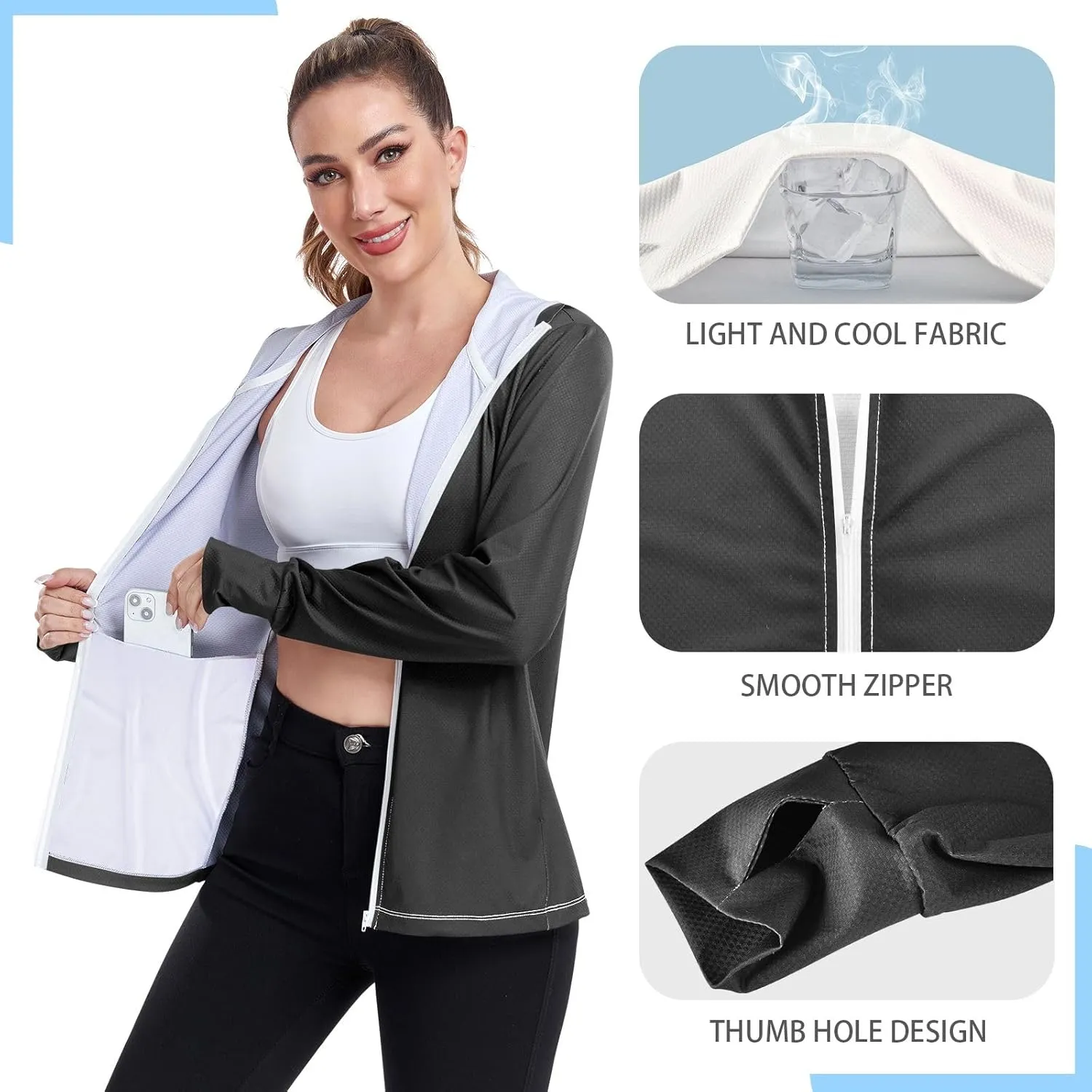 GAIGEO Girly Purple and Blue Ombre Women Jacket UPF 50  Lightweight Uv Protection Clothing Women, Breathable Fabric, S