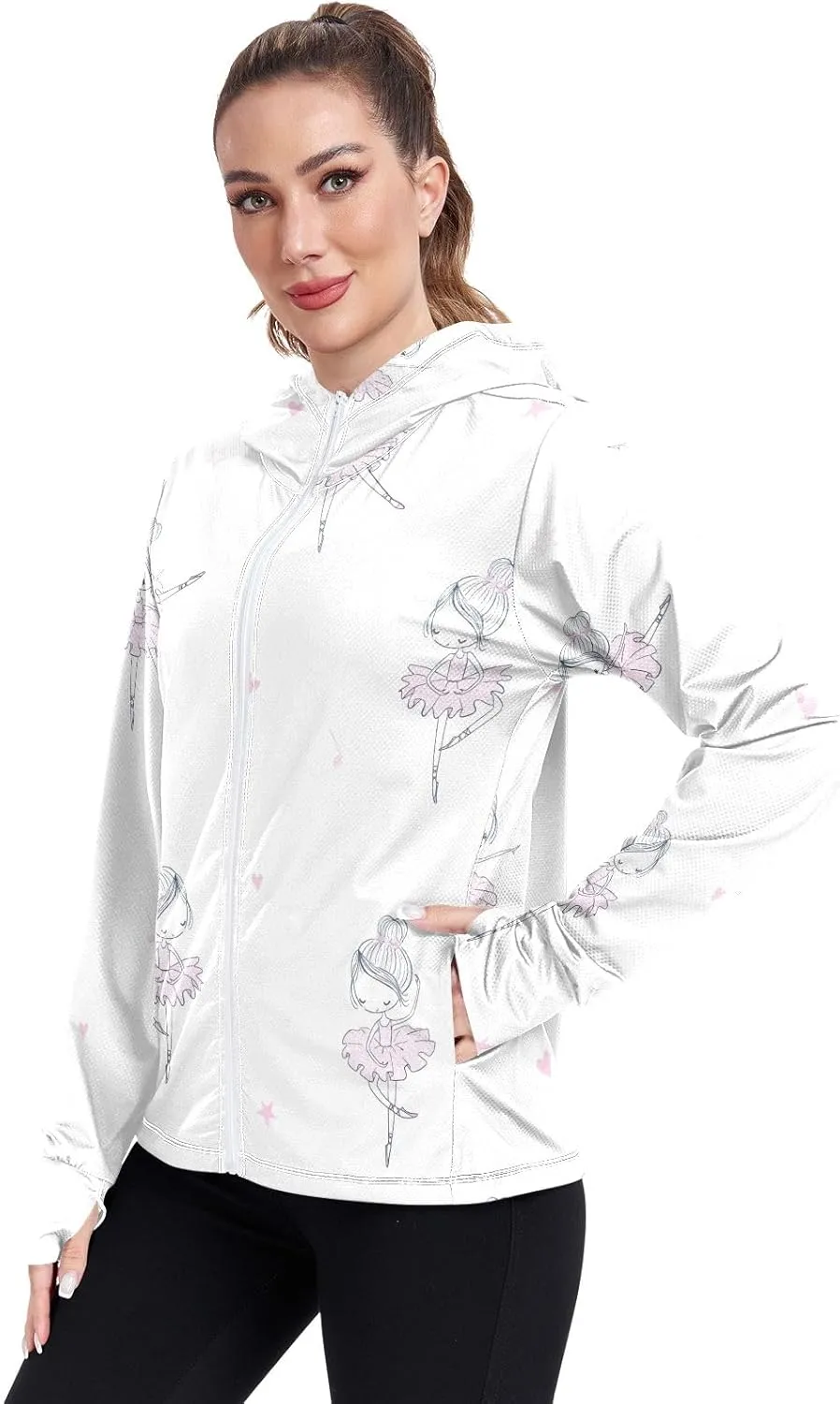 GAIGEO Tropical Colorful Palm Leaves Women Jacket UPF 50  Sunscreen Clothing for Women Uv, Cooling and Lightweight, S