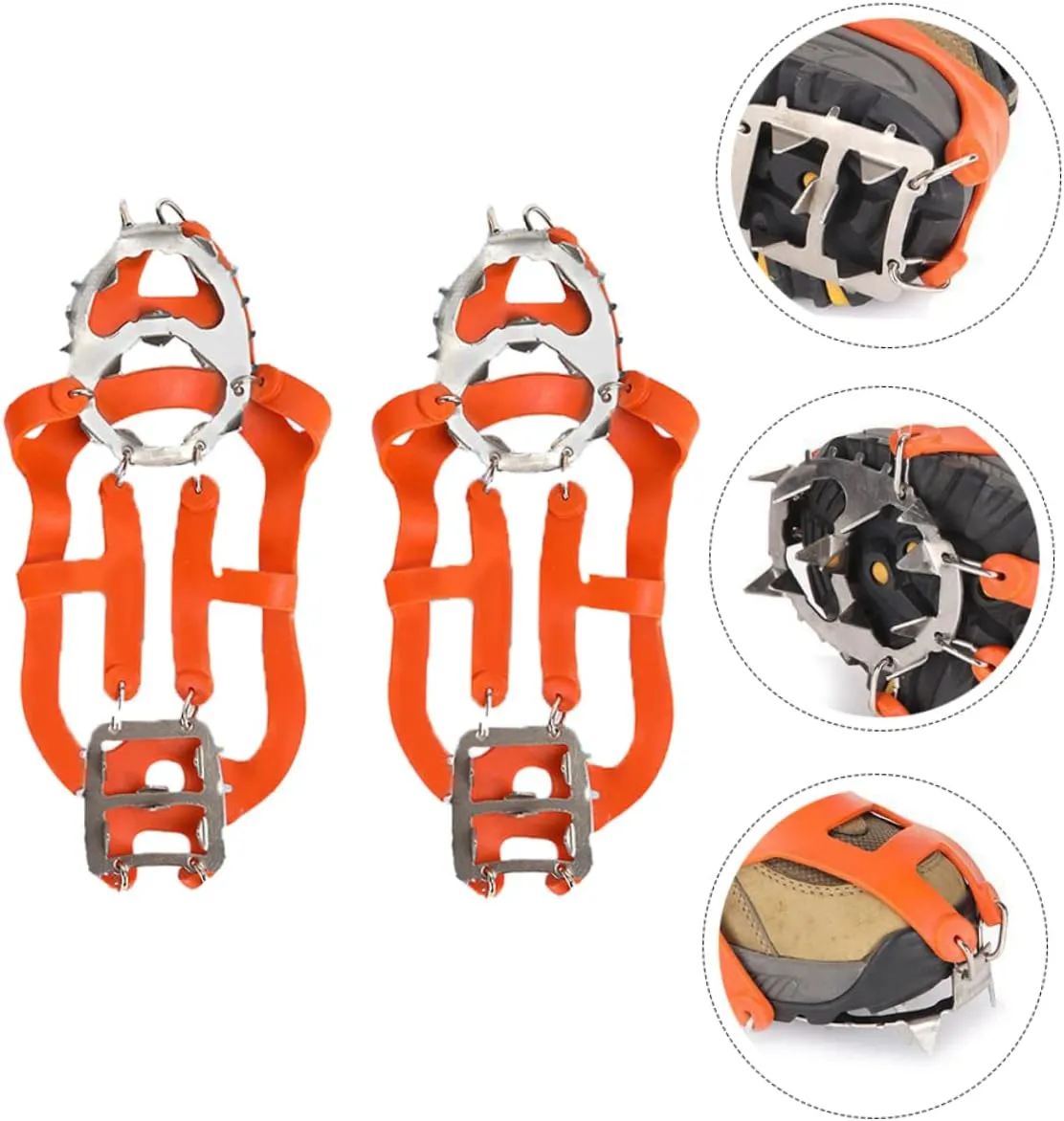 GALPADA Winter Ice Grippers Teeth Crampons for Shoes Slip Traction Cleats for Ice and Snow Lightweight and