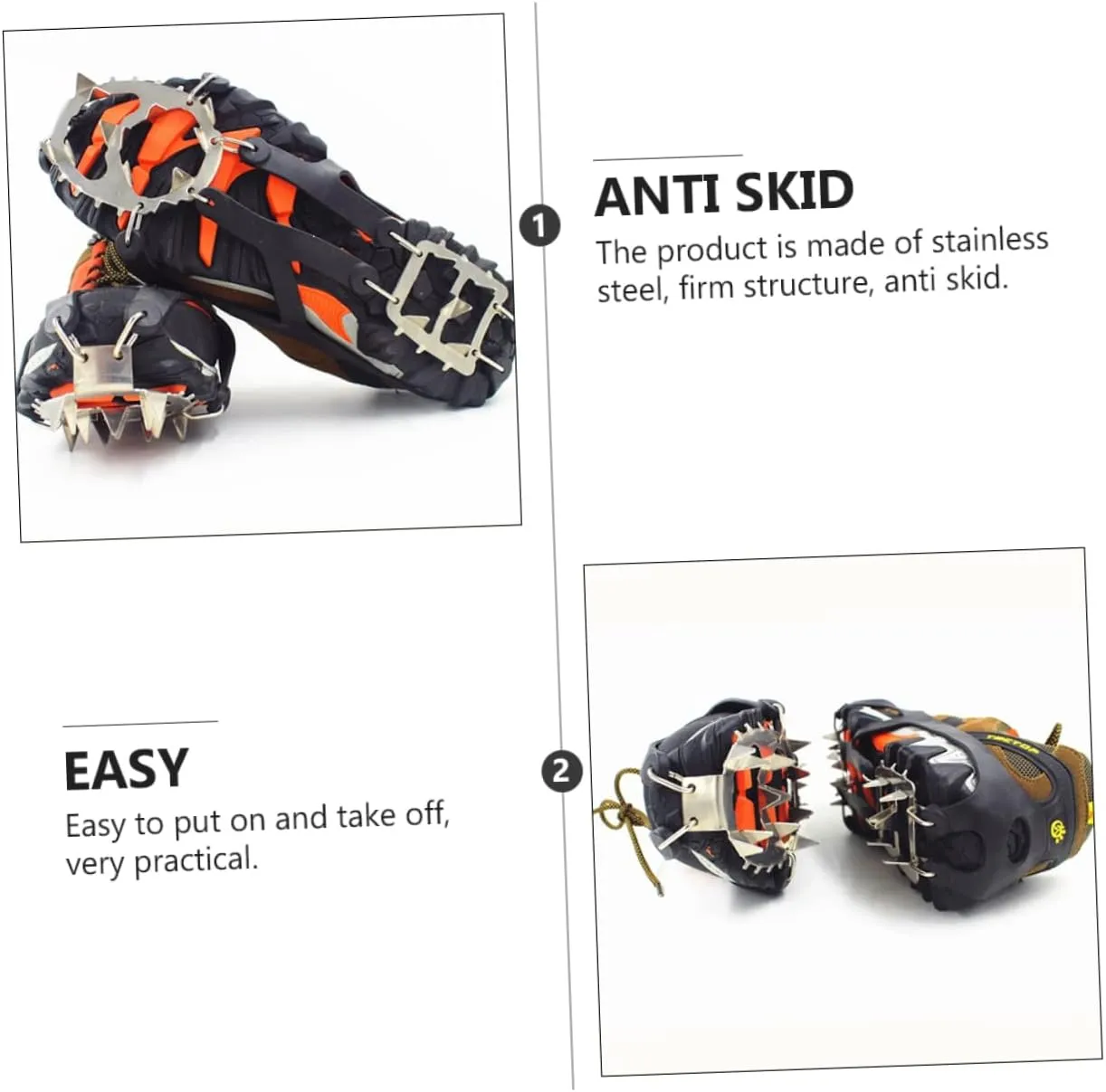 GALPADA Winter Ice Grippers Teeth Crampons for Shoes Slip Traction Cleats for Ice and Snow Lightweight and