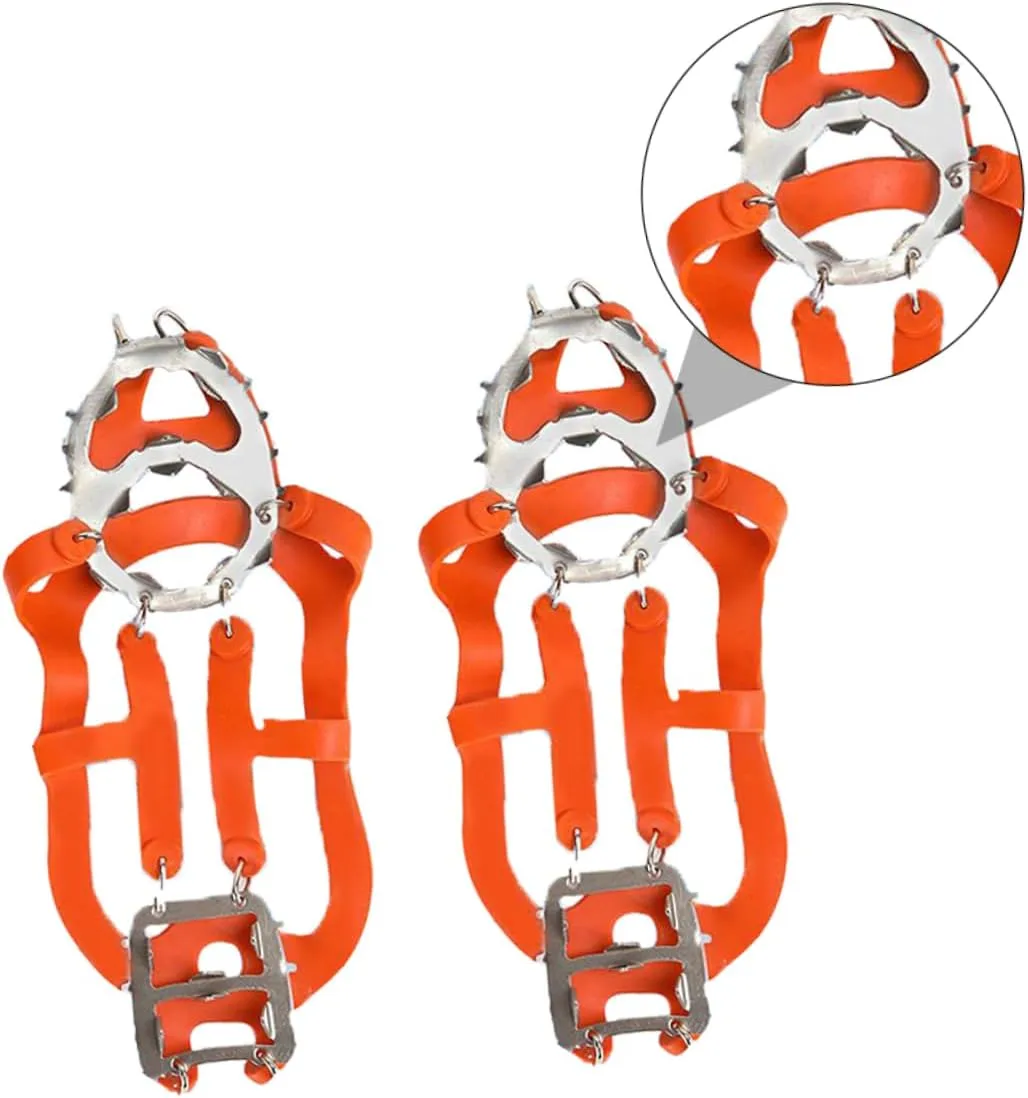GALPADA Winter Ice Grippers Teeth Crampons for Shoes Slip Traction Cleats for Ice and Snow Lightweight and