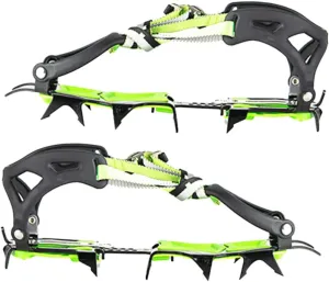 GANAZONO 1Pair Outdoor Slip Ice Crampons for Shoes Tooth Climbing Grippers Made with Durable Manganese for Winter Hiking and Mountaineering Fits Shoe