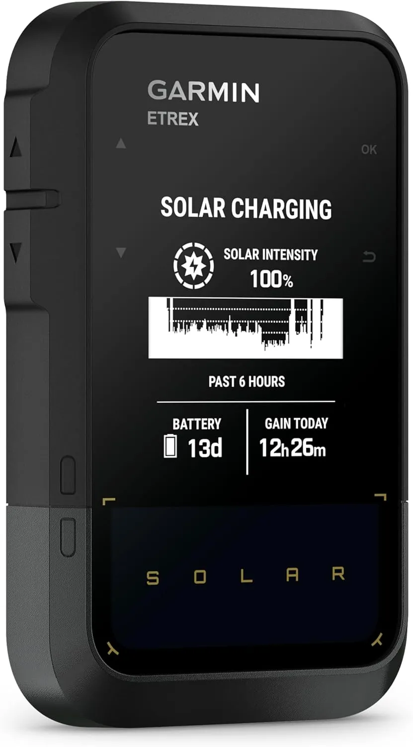 Garmin eTrex Solar Powered GPS Handheld Navigator Bundle - 2.2" High Resolution Screen, Unlimited Battery Life, IPX7 Water Resistant with PlayBetter Portable Charger