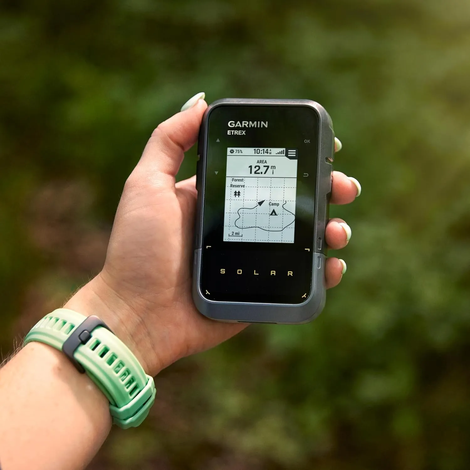 Garmin eTrex Solar Powered GPS Handheld Navigator Bundle - 2.2" High Resolution Screen, Unlimited Battery Life, IPX7 Water Resistant with PlayBetter Portable Charger