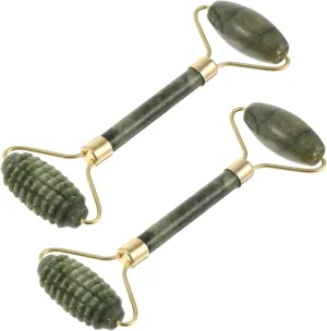 Gatuida 2pcs Pink Jade Roller Set Face Neck Gua Sha Stone for Face Body Natural Jade Roller Massager