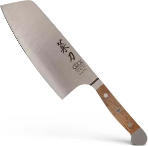 Güde Alpha Barrel Oak Series - 6 1/4" Chai Dao Knife - Made in Solingen, Germany Since 1910 - Rare Oak Wood, Over 80 Years Old.