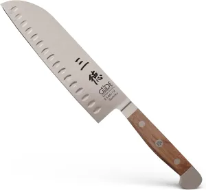 Güde Alpha Barrel Oak Series - 7" Santoku Knife - Made in Solingen, Germany Since 1910 - Rare Oak Wood, Over 80 Years Old.
