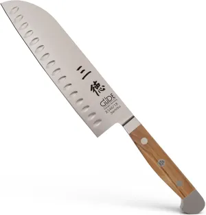 Güde Alpha Olive Series Hand Forged Stainless Steel Santoku Knife With Olive Wood Handle 7-Inch, Made in Solingen, Germany Since 1910