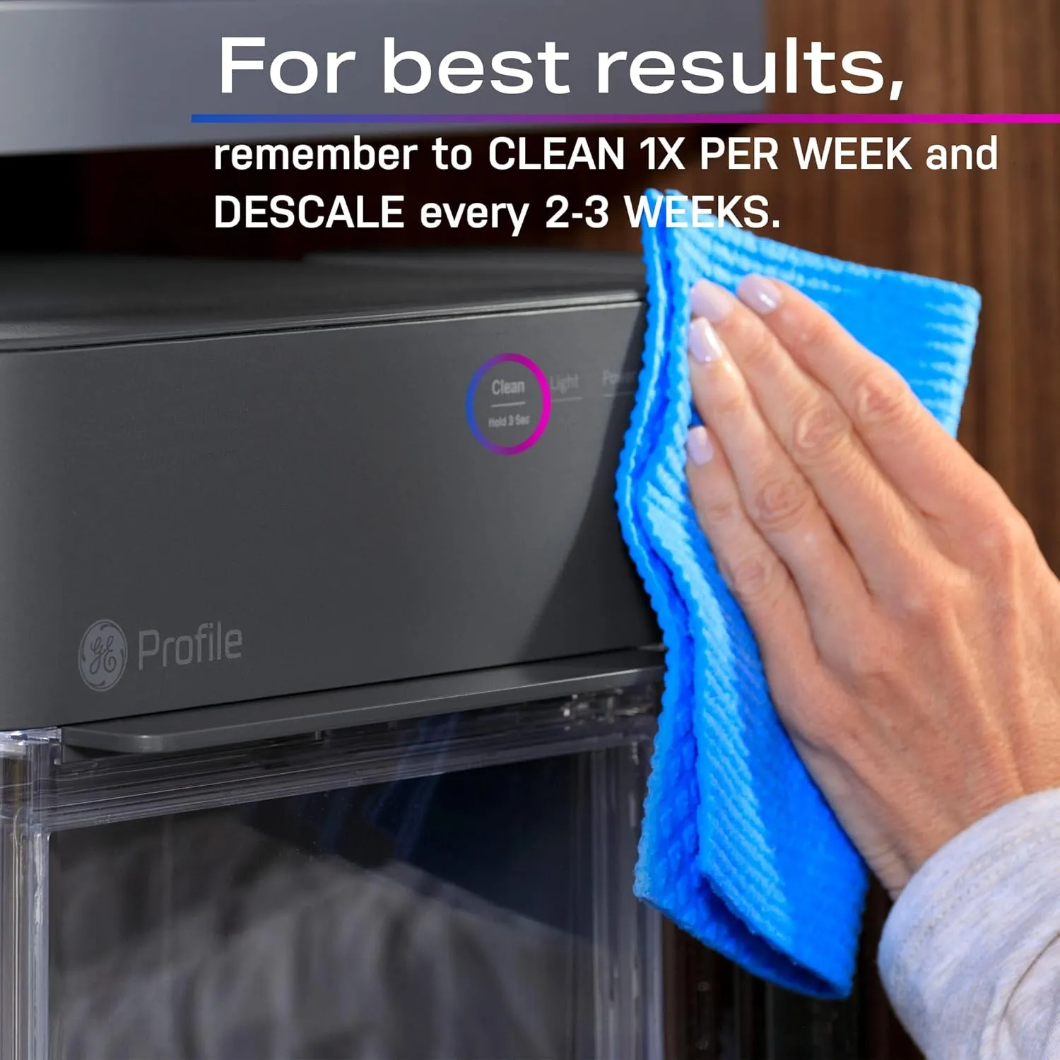GE Profile Opal 2.0, Chewable Crunchable Countertop Nugget Ice Maker, Scoop included, 38 lbs in 24 hours, Pellet Ice Machine with WiFi & Smart Connected, Black Stainless Steel