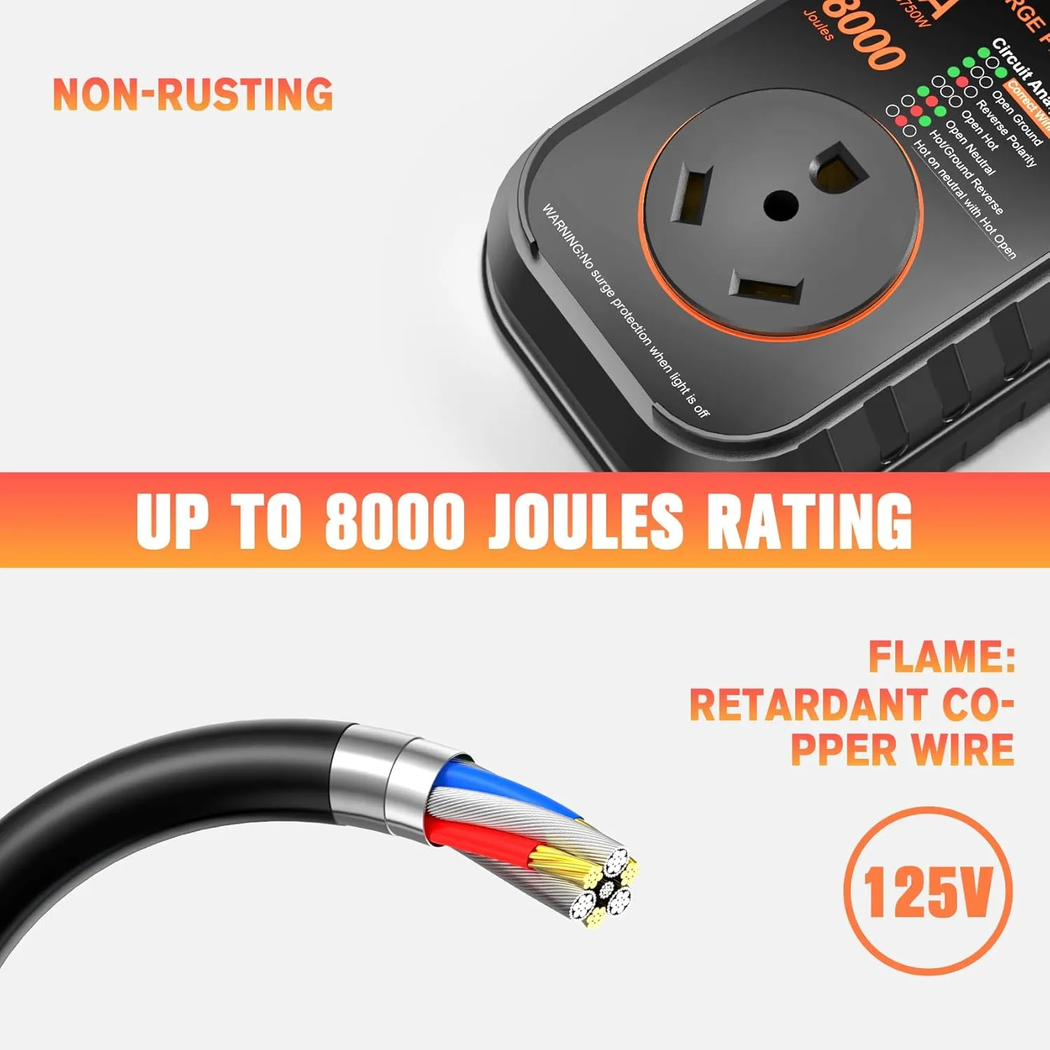 GEARGO RV Surge Protectors 30 Amp RV Circuit Analyzer, [2025 New Upgraded & Gen2] Full Protection, RV Adapter Plug for Camper(Orange)