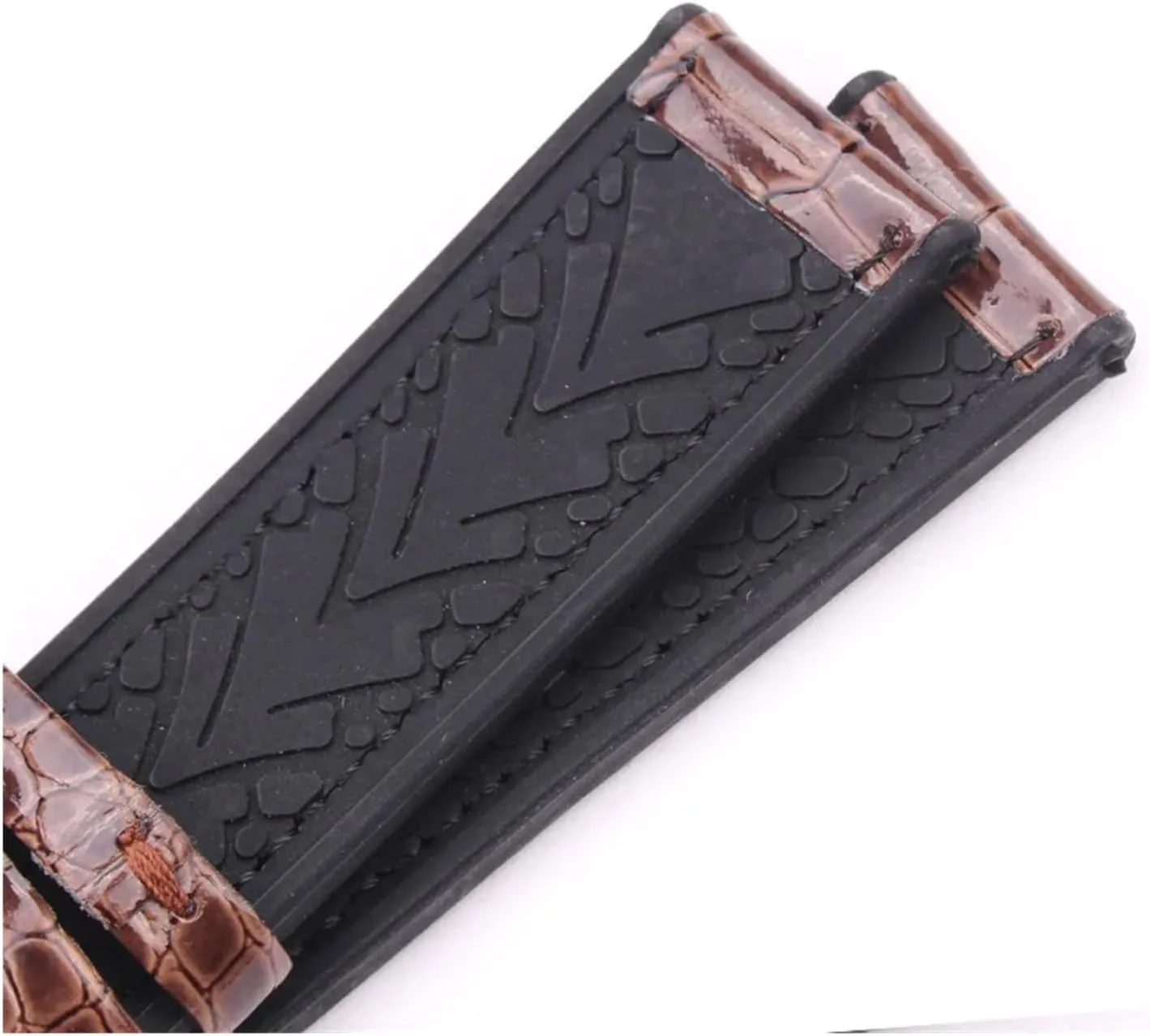Genuine Leather And Rubber Watchbands Women Men Coffee Gray 20mm 22mm Watch Band Strap Diving Waterproof Bracelet