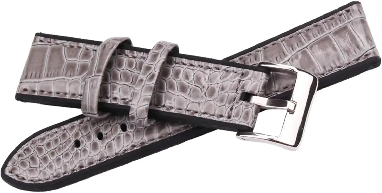 Genuine Leather And Rubber Watchbands Women Men Coffee Gray 20mm 22mm Watch Band Strap Diving Waterproof Bracelet