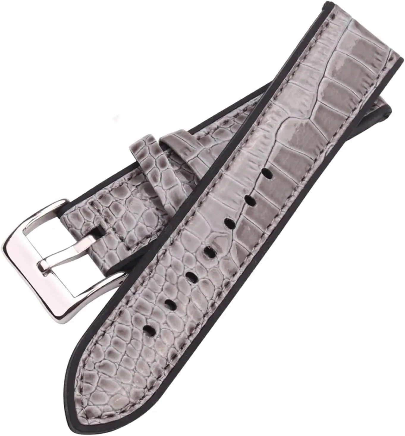 Genuine Leather And Rubber Watchbands Women Men Coffee Gray 20mm 22mm Watch Band Strap Diving Waterproof Bracelet