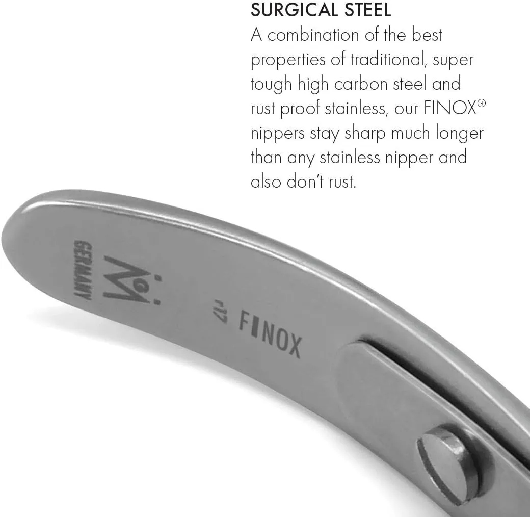 GERMANIKURE Tower Point Cuticle Trimmer - 1/4 Quarter Jaw Nipper - Ethically Made in Germany - Sharp FINOX Stainless Steel Professional Cuticle Remover in Leather Case – Manicure Tool, r143, 3mm
