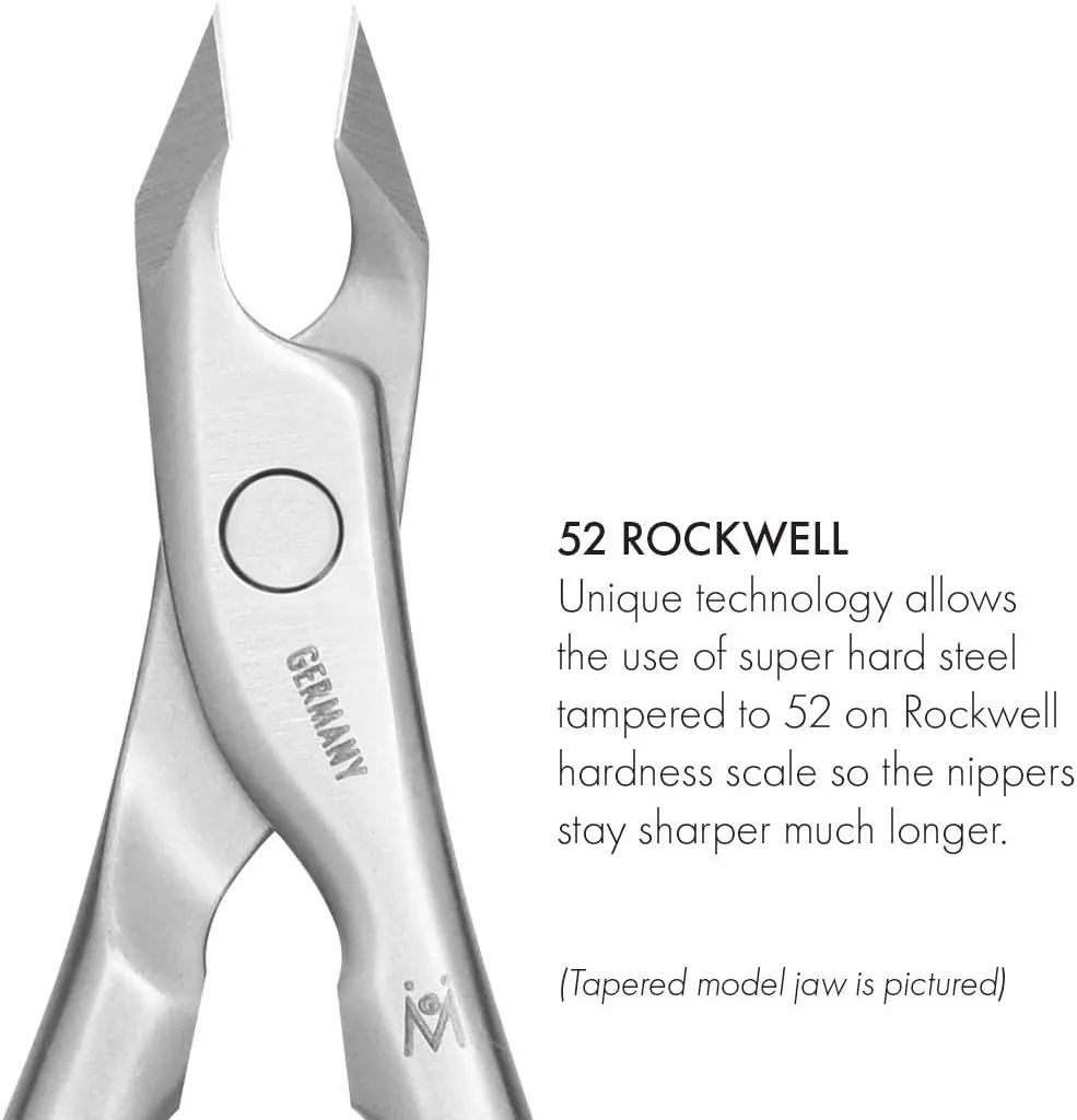 GERMANIKURE Tower Point Cuticle Trimmer - 1/4 Quarter Jaw Nipper - Ethically Made in Germany - Sharp FINOX Stainless Steel Professional Cuticle Remover in Leather Case – Manicure Tool, r143, 3mm