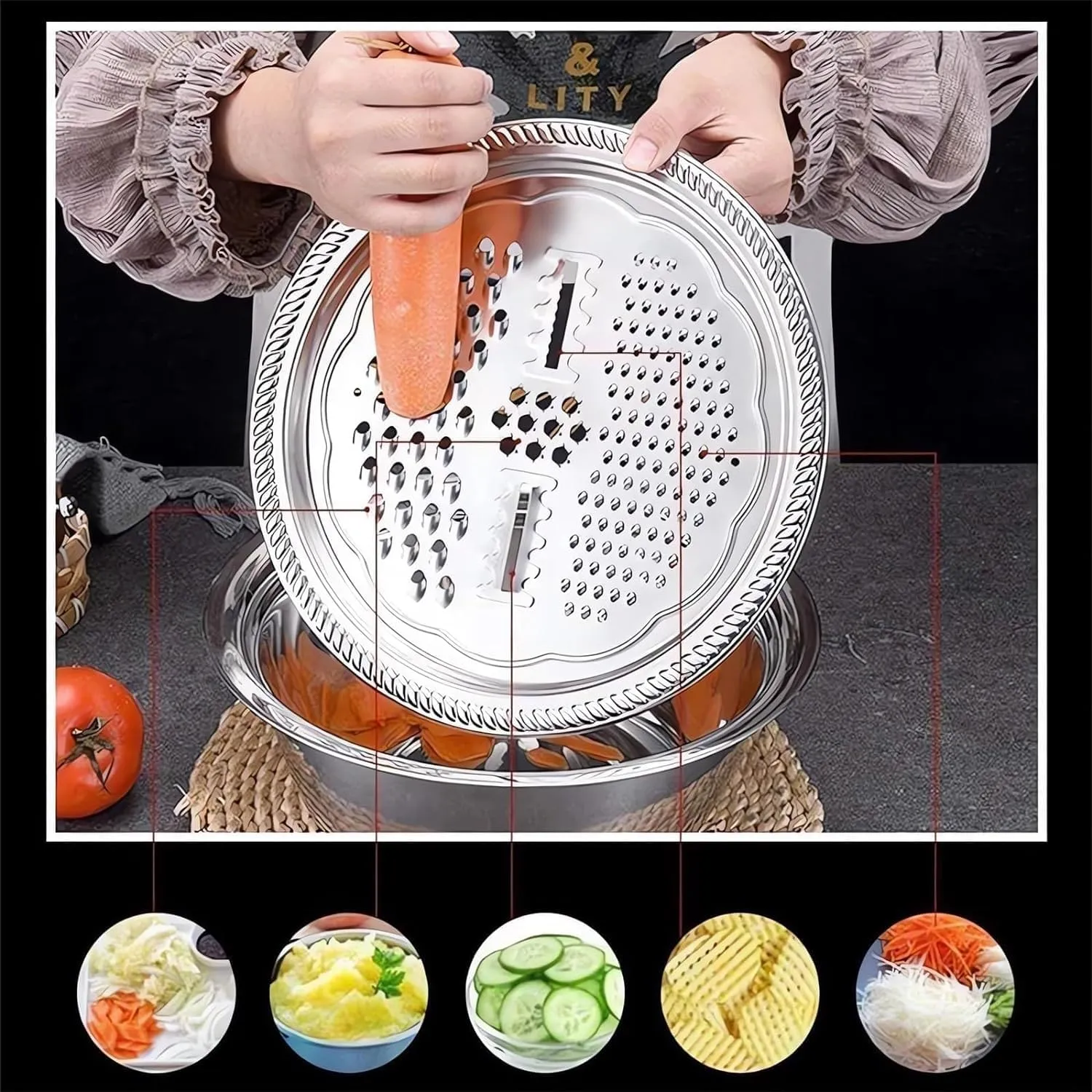 Germany Multifunctional Stainless Steel Basin,3-In-1 Multifunctional Stainless Steel Basin Strainer Set,Mpp8 German Stainless Steel Shredding & Drainage Chopping Basin (10.24In)