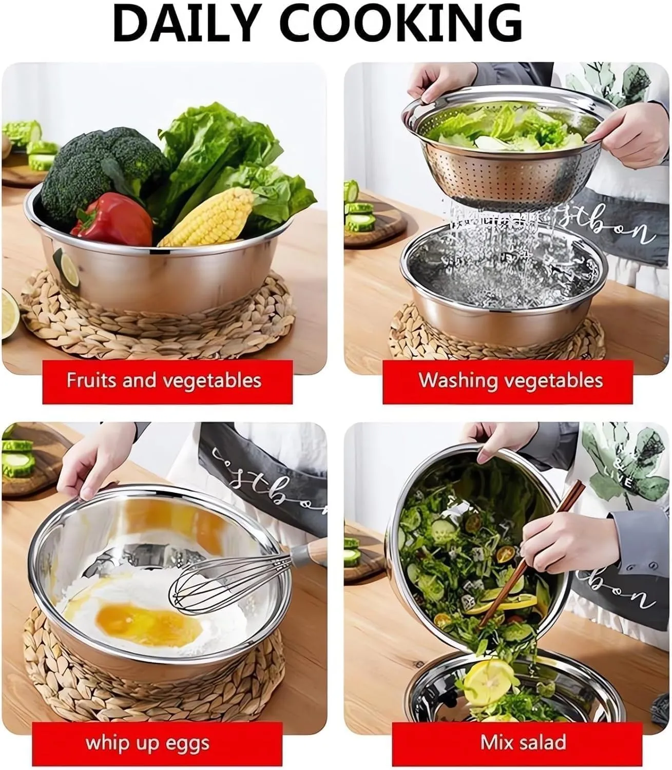 Germany Multifunctional Stainless Steel Basin,3-In-1 Multifunctional Stainless Steel Basin Strainer Set,Mpp8 German Stainless Steel Shredding & Drainage Chopping Basin (10.24In)