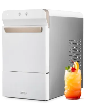 Gevi V2.0 Countertop Gemi Nugget Ice Maker | Self-Cleaning Pellet Ice Machine | Open and Pour Water Refill | Stainless Steel Housing | Fit Under Wall Cabinet | White