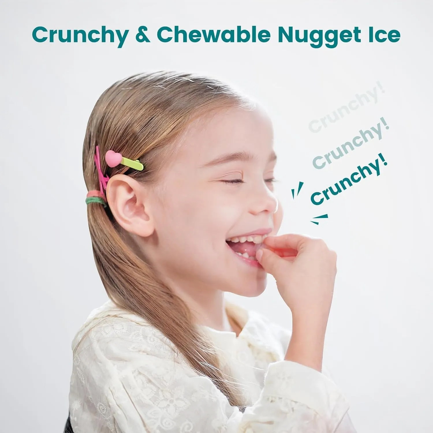 Gevi V2.0 Countertop Gemi Nugget Ice Maker | Self-Cleaning Pellet Ice Machine | Open and Pour Water Refill | Stainless Steel Housing | Fit Under Wall Cabinet | White