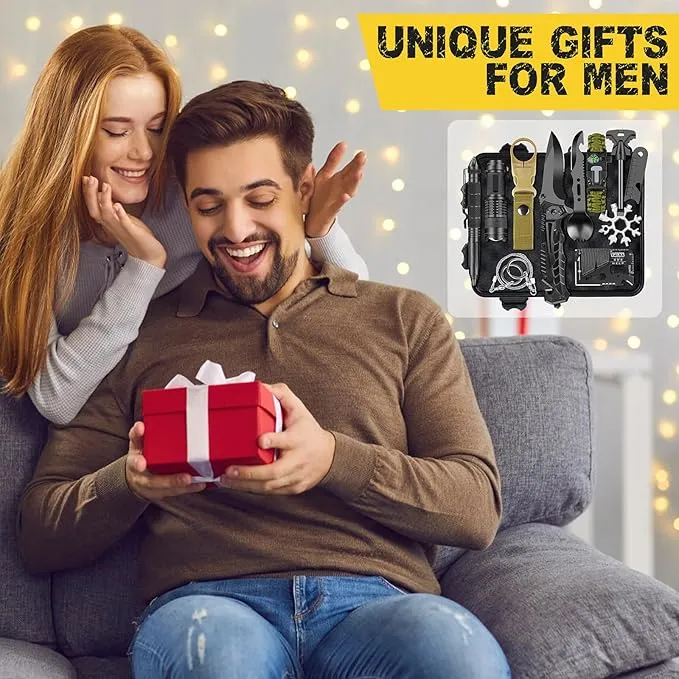 Gifts for Men Him Dad Husband, 28-In-1-Survival Kits, Men'S Gifts Survival Gear, Stocking Stuffers for Men Christmas Birthday Gifts, Unique Cool Gadgets Gifts for Camping, Hiking, Hunting