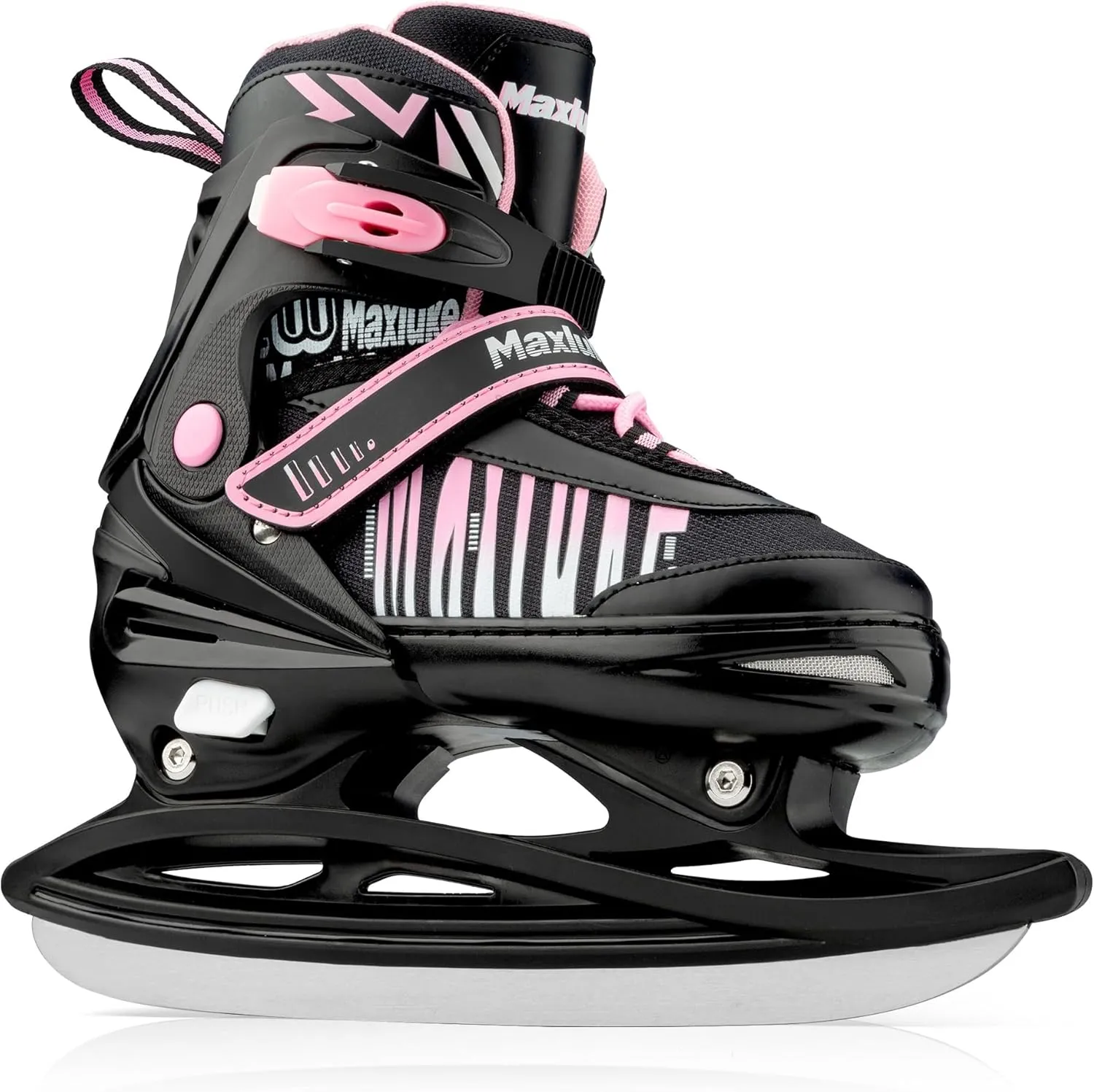Girls Ice Skates for Kids, 4 Size Adjustable Ice Skate with Stainless Steel Blades