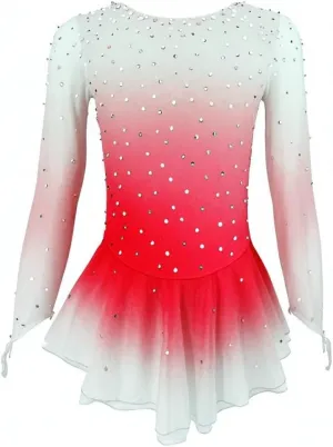 Girls' Pink Figure Skating Dress Show Uniform for Performance and Competition