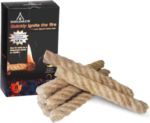 GOLDACE100% Windproof, Rainproof and Moisture- Emergency Survival Tool Kits| Long-Lasting Fire Starters for Campfires| Camping Cooking Kindling Tinder| fire Rope Hemp core| Unlimited Shelf Life